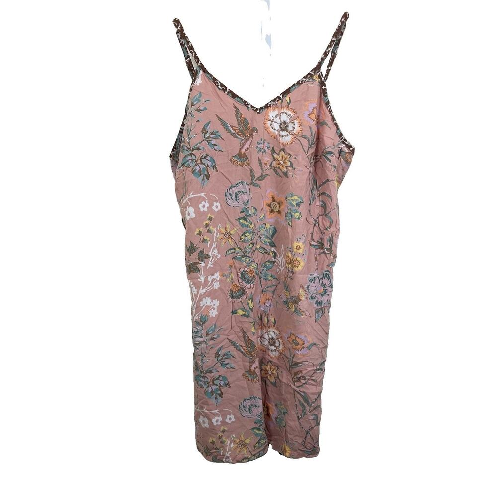 World Market Floral Bird Slip Dress Womens S/M Rayon Boho Cottagecore Pink